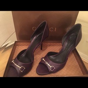 NEW Gucci Womens VIOLET High-Heel Peep toe size 38